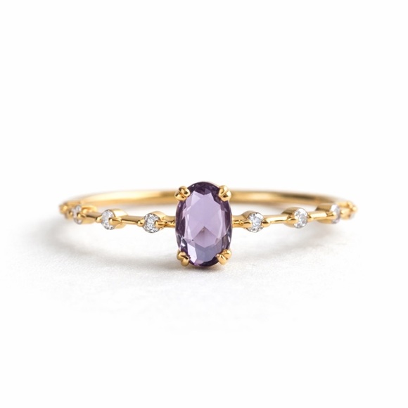 Jewelry - Dainty Purple Crystal 925 Sterling Silver Ring